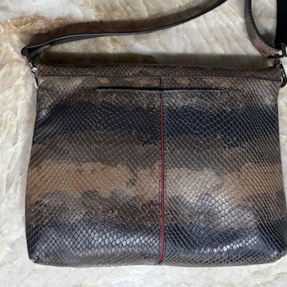 HAMMITT VIP Medium Java Snake Crossbody Clutch Bag Purse Brown Leather GUC - Picture 6 of 14